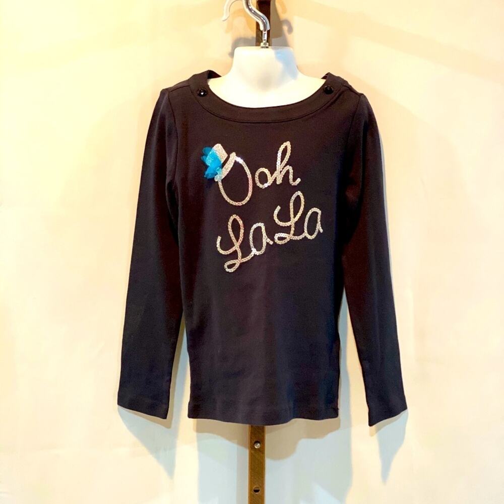 Gymboree navy blue long sleeve Ooh LaLa top casual little girl's SZ 7
